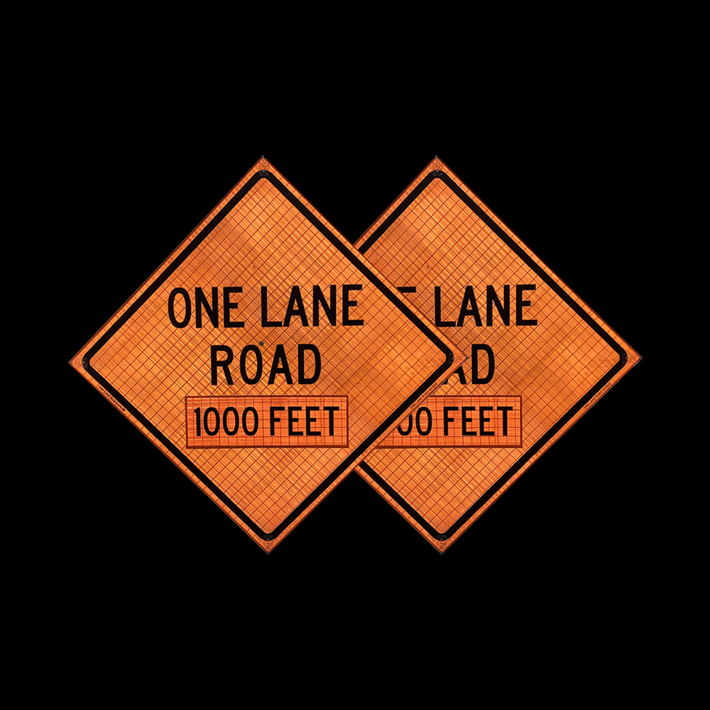 48 Inch Reflective One Lane Road 1000 Feet Roll Up Traffic Sign - 